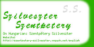 szilveszter szentpetery business card